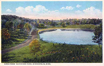 postcard of birch pond 1910